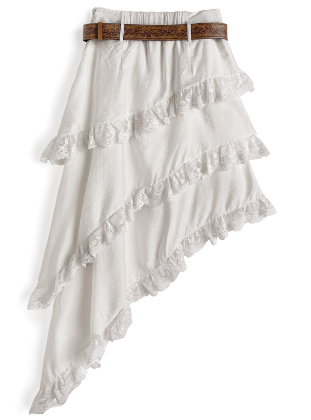 ILLIT アイリット BEB インパン裏地・ベルト付きアシンメトリーレースティアードスカート