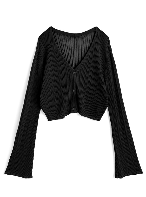 Vネックリブニットカーディガン