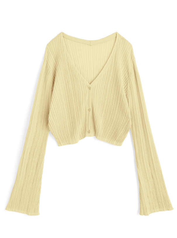 Vネックリブニットカーディガン