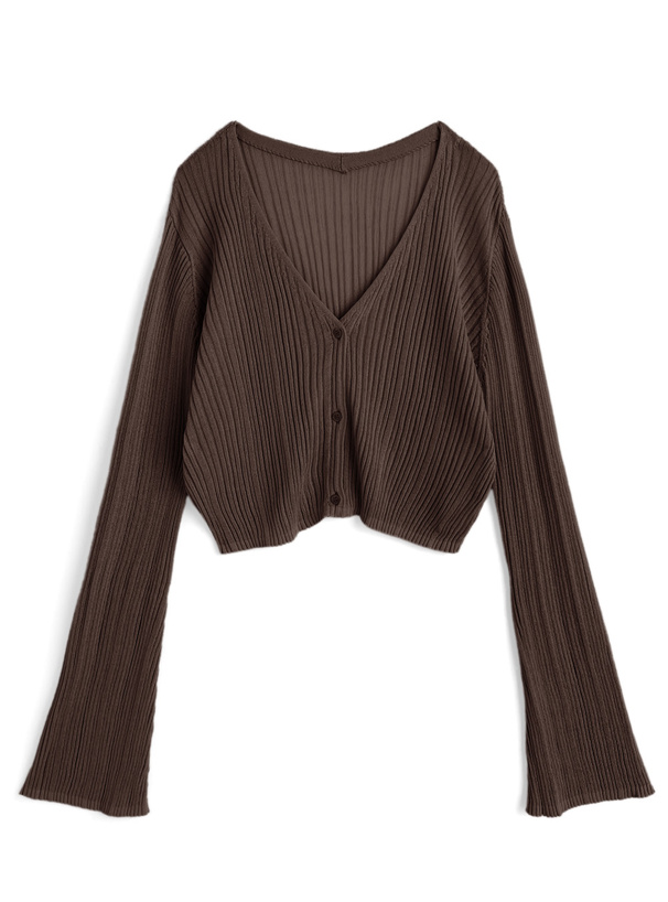 Vネックリブニットカーディガン