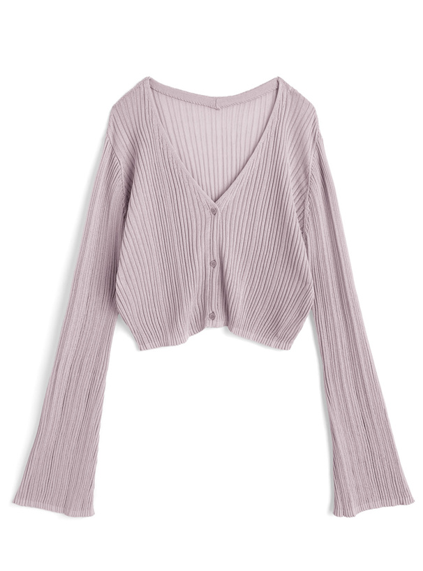 Vネックリブニットカーディガン