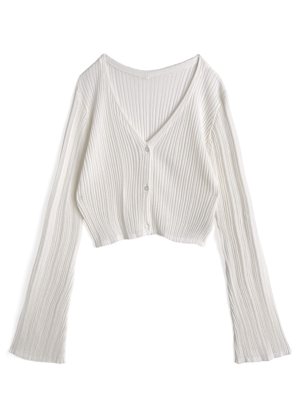 Vネックリブニットカーディガン