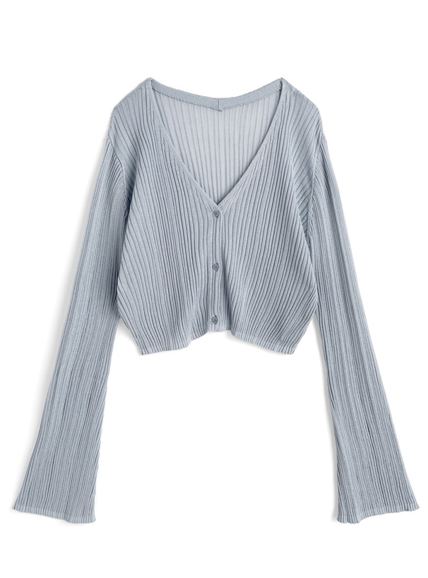 Vネックリブニットカーディガン