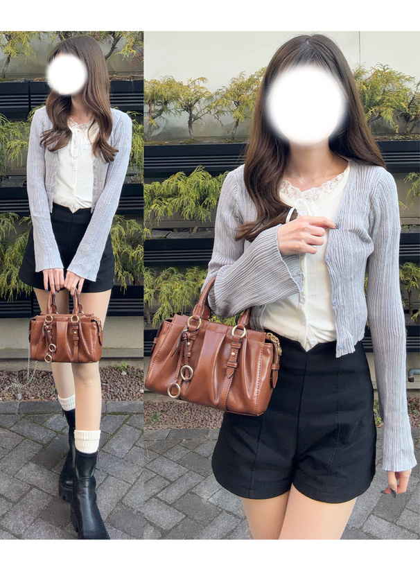 Vネックリブニットカーディガン