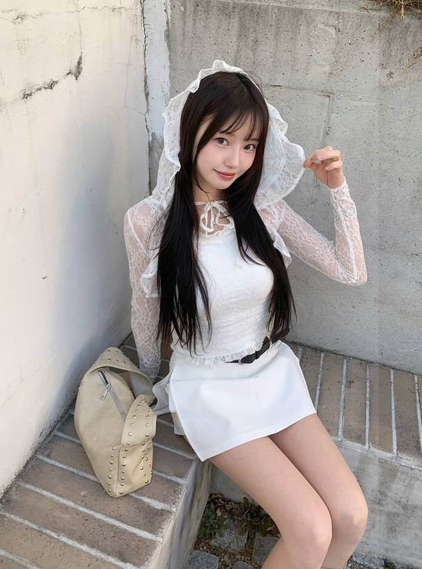 フード付きボレロ×ギャザーキャミソールアンサンブル