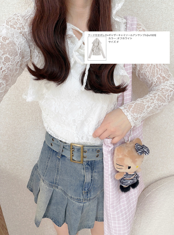 フード付きボレロ×ギャザーキャミソールアンサンブル