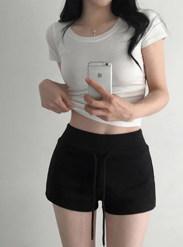 ウエストリブスウェットショートパンツ