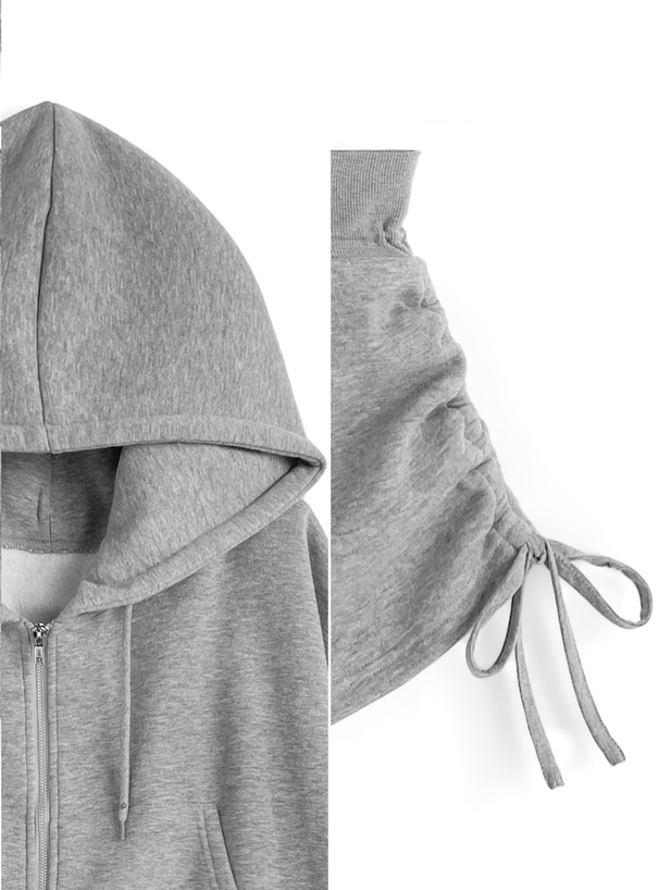 ダブルジップパーカー×ドロストショートパンツセットアップ