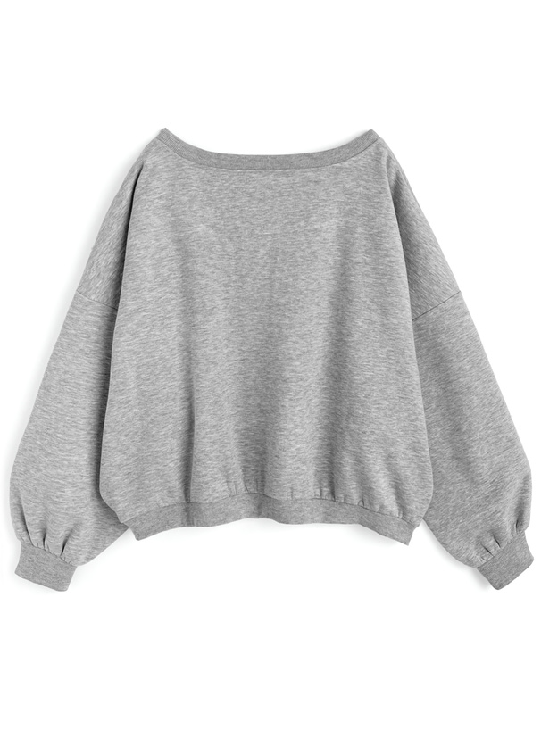 ロゴ刺繍ラインストーンオフショルダースウェットトップス