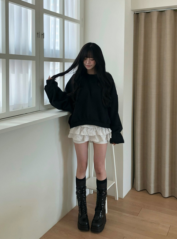 ショート丈スウェットトップス