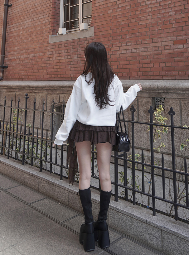 ショート丈スウェットトップス