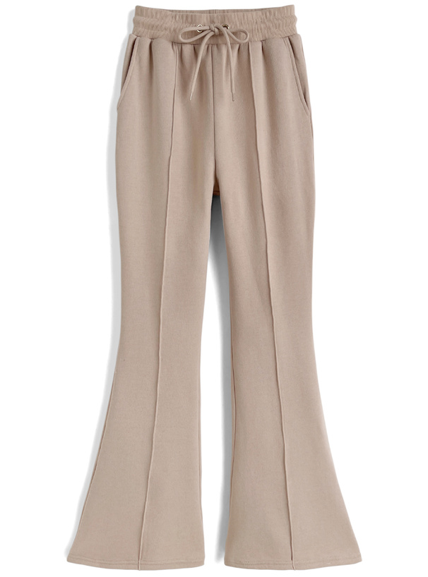 ファーフードパーカー×フレアパンツスウェットセットアップ[ru1548