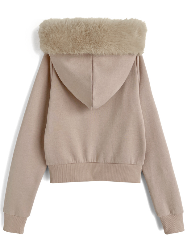 ファーフードパーカー×フレアパンツスウェットセットアップ[ru1548