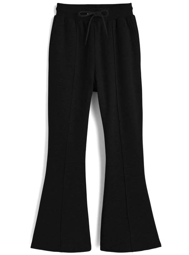 裏起毛センターピンタックフレアスウェットパンツ