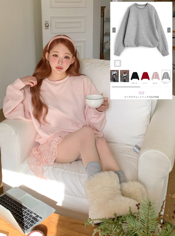 2Wayルーズスウェットトップス