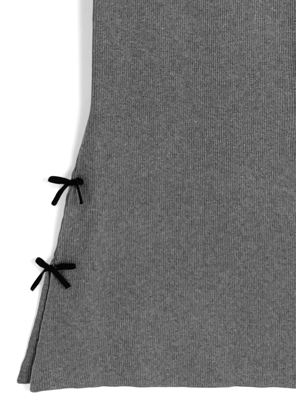 クロスネックレースリボンリブニットワンピース