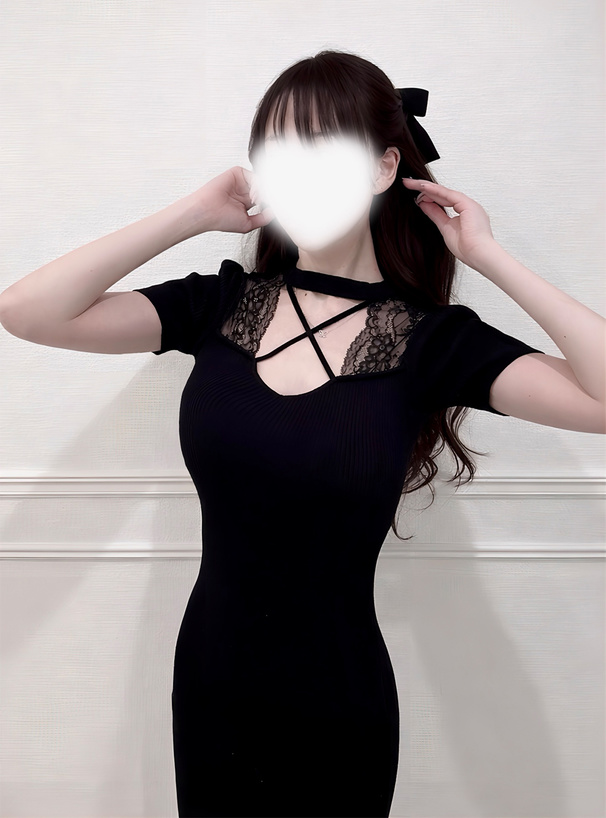 クロスネックレースリボンリブニットワンピース