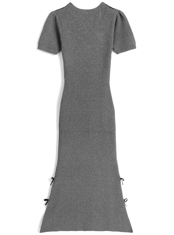 クロスネックレースリボンリブニットワンピース