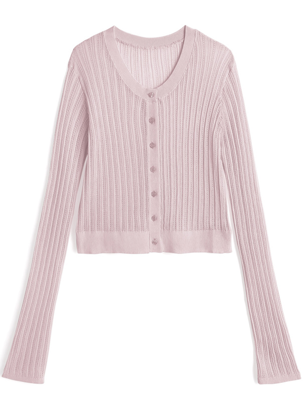 透かし編みニットカーディガン