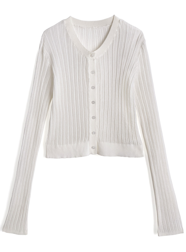 透かし編みニットカーディガン