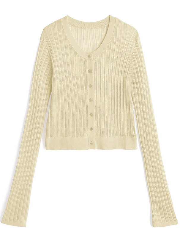 透かし編みニットカーディガン