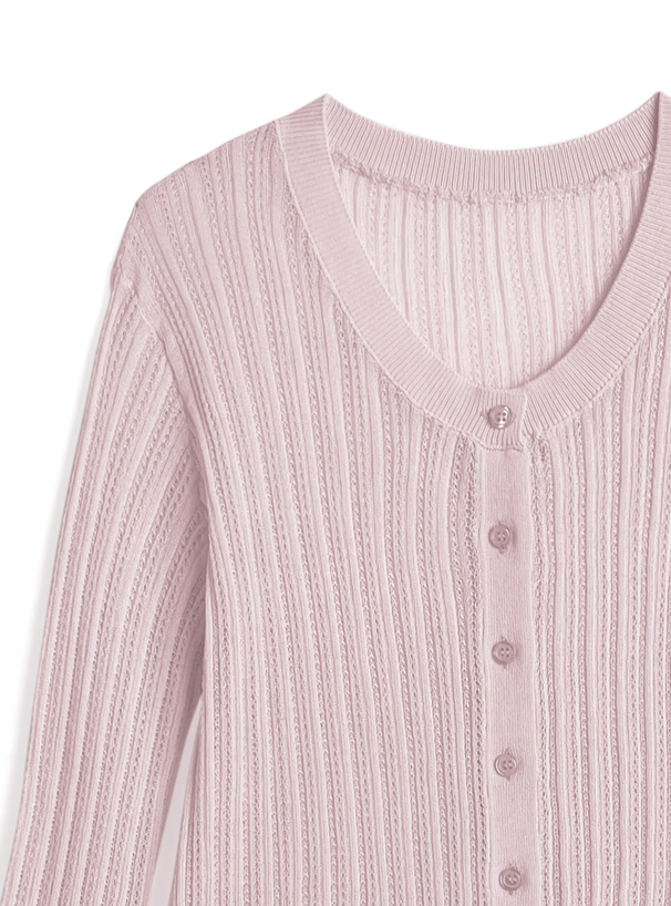 透かし編みニットカーディガン