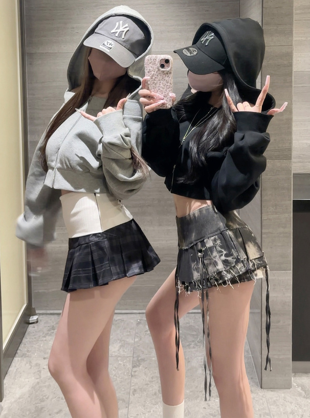 オフショルダーダブルジップスウェットパーカー