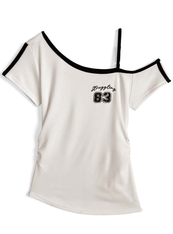 配色ラインワンショルダートップス