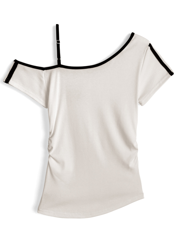 配色ラインワンショルダートップス