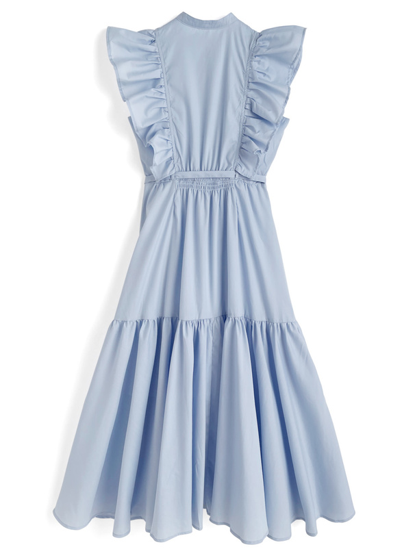 リボンベルト付きレースフリルスリーブワンピース