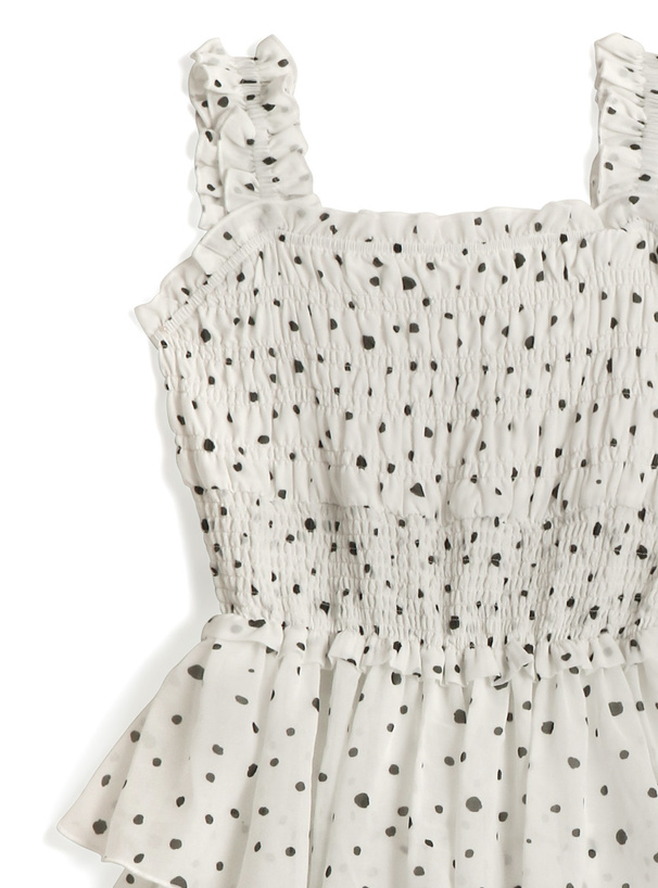 ドット柄シャーリングキャミソールワンピース