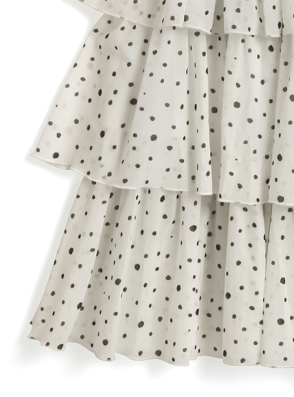 ドット柄シャーリングキャミソールワンピース