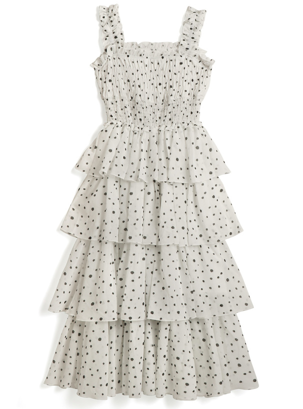 ドット柄シャーリングキャミソールワンピース