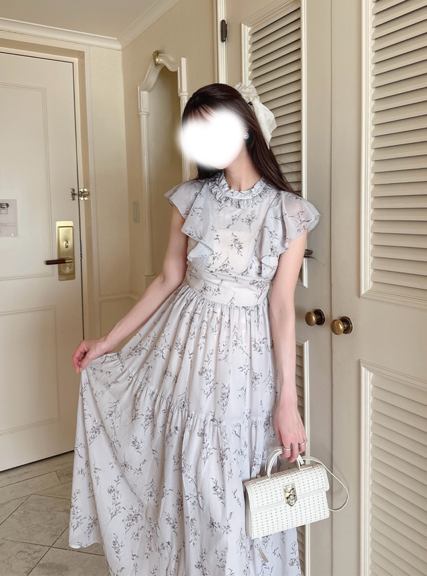 花柄フレアスリーブワンピース
