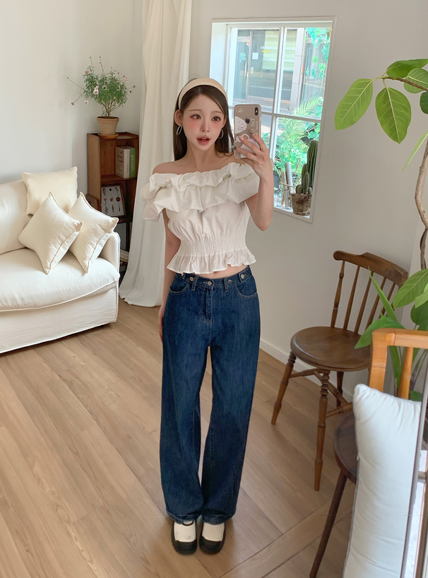 バルーンオフショルダーブラウス