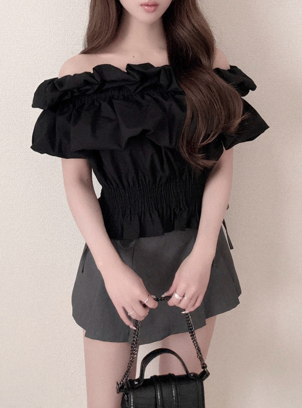バルーンオフショルダーブラウス