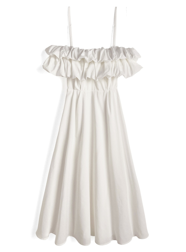 バルーンオフショルダーロングワンピース