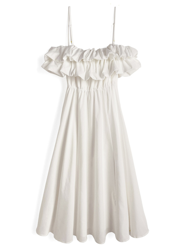 バルーンオフショルダーロングワンピース