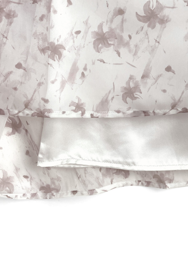 花柄ショルダーオープンリボンシアーワンピース