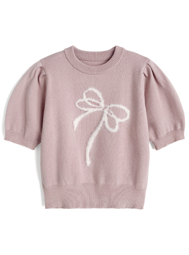 シャギーリボンニットトップス