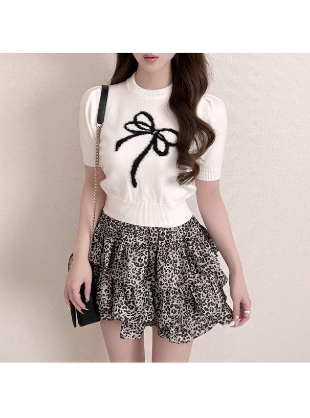 シャギーリボンニットトップス