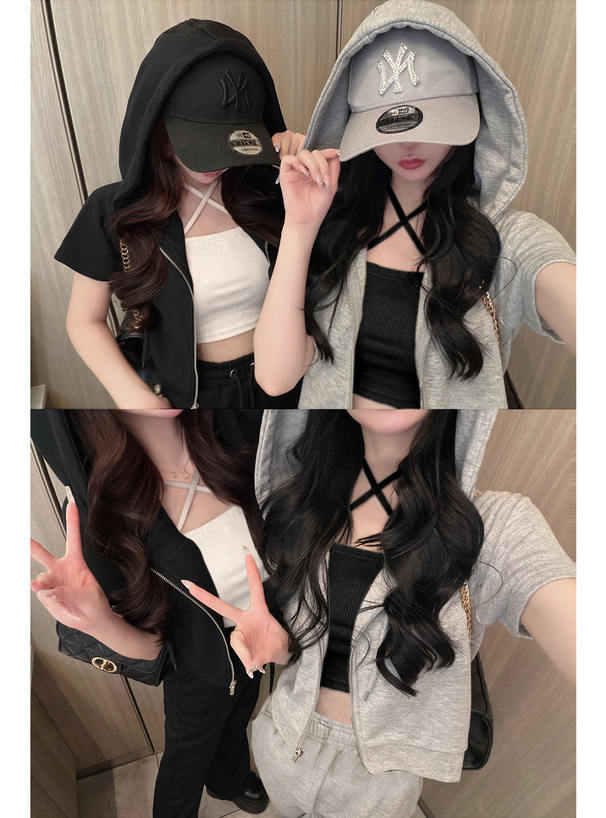 カップ付きクロスストラップベアトップ