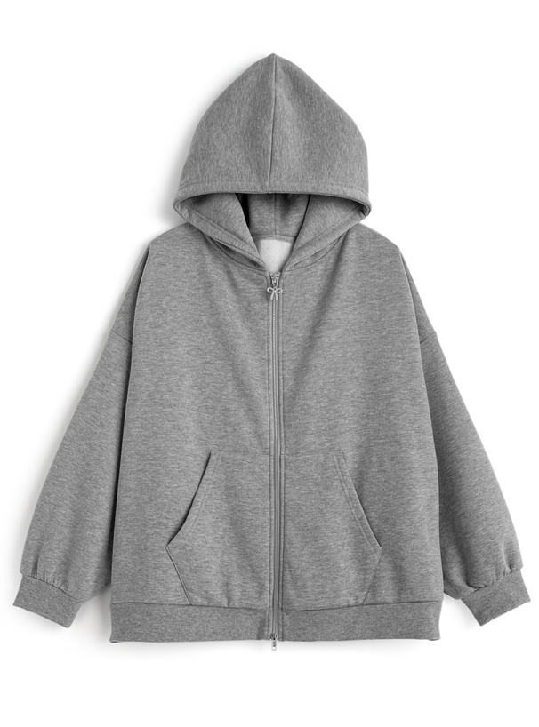 バックリボンレース刺繍パーカー×レースティアードミニスカートスウェットセットアップ
