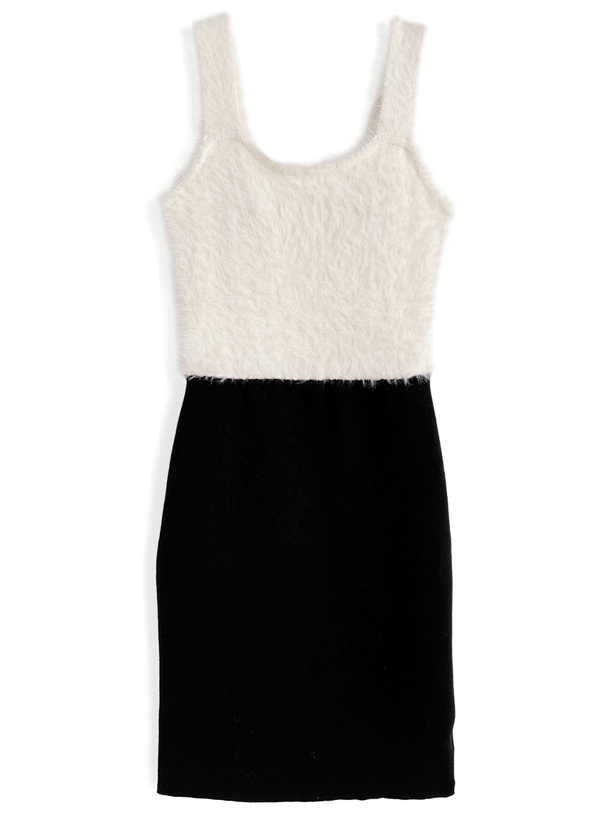 シャギーリボンボレロ×切替ミニワンピースニットアンサンブル