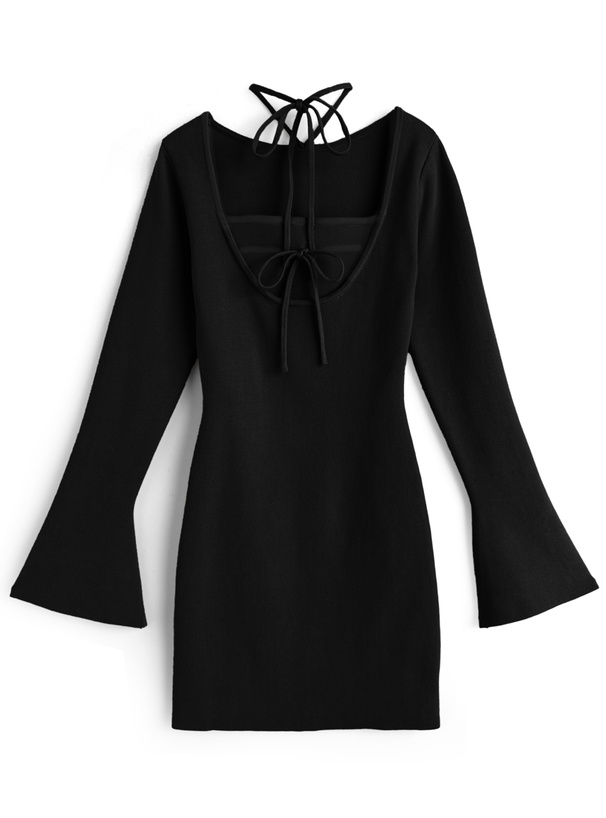 レイヤード風リボンニットミニワンピース[ru1637]