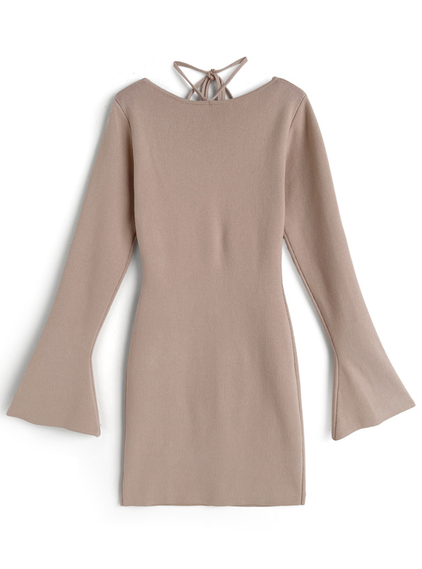 レイヤード風リボンニットミニワンピース