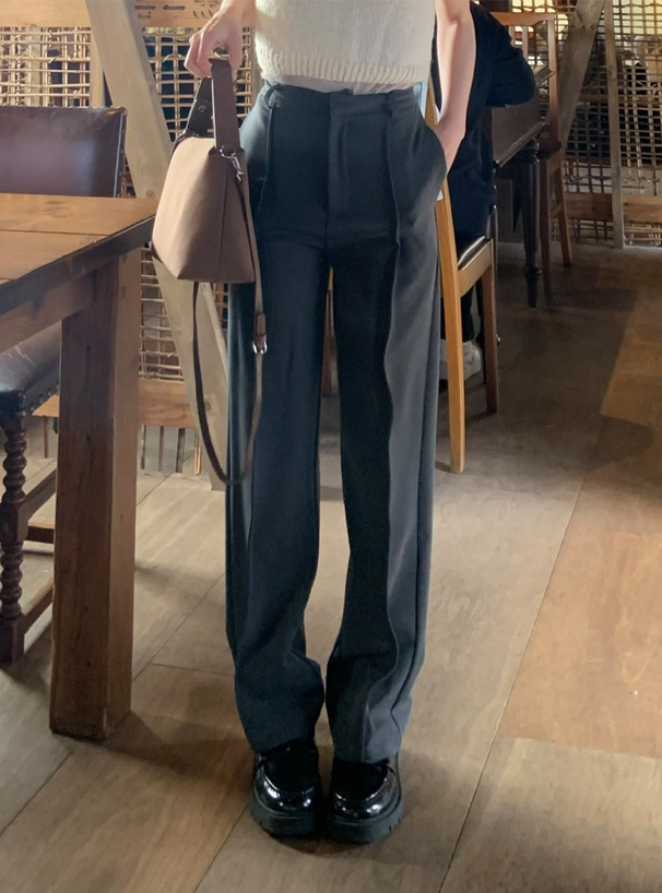 センターピンタックワイドパンツ