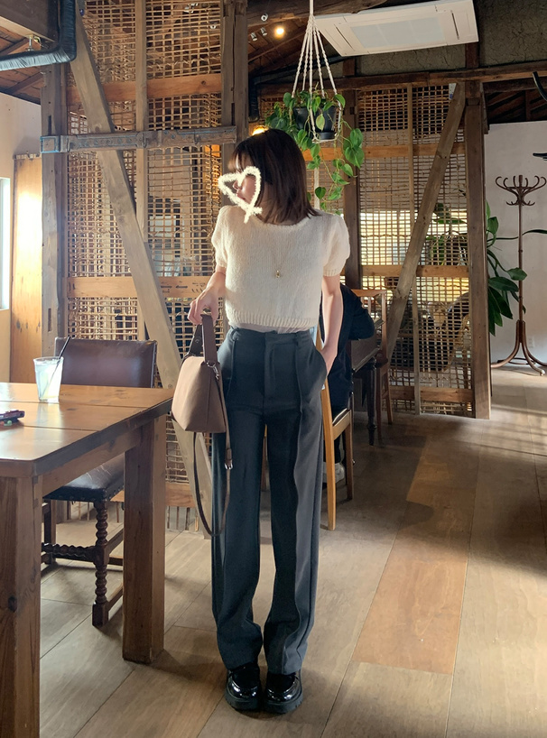 センターピンタックワイドパンツ