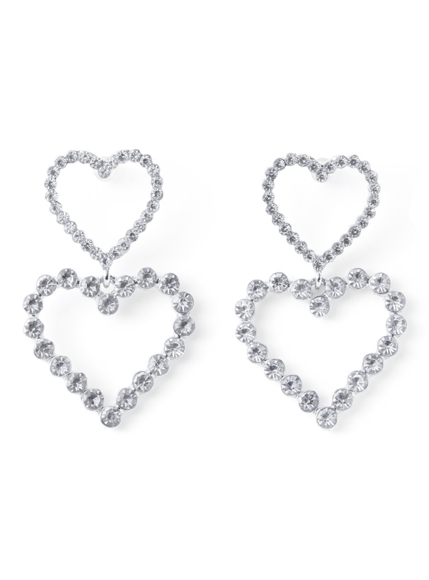 2連ハートフープビジューピアス