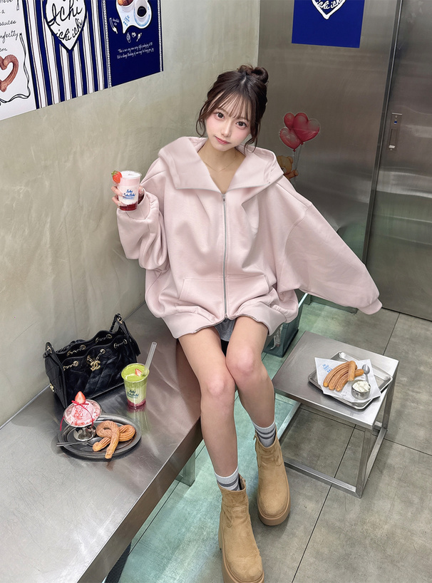 オーバーサイズダブルジップパーカー